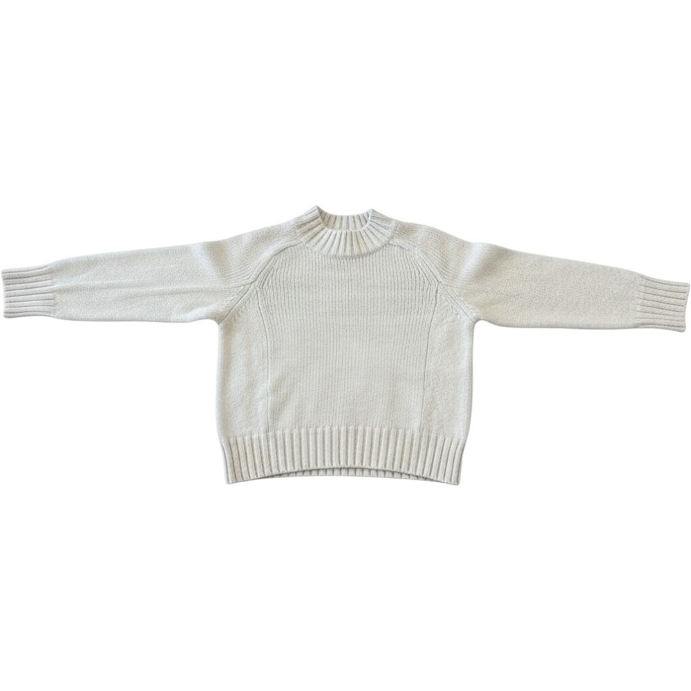 Vince 100% Cashmere Mock Neck Ribbed Sweater Cream Off White Small RN106730